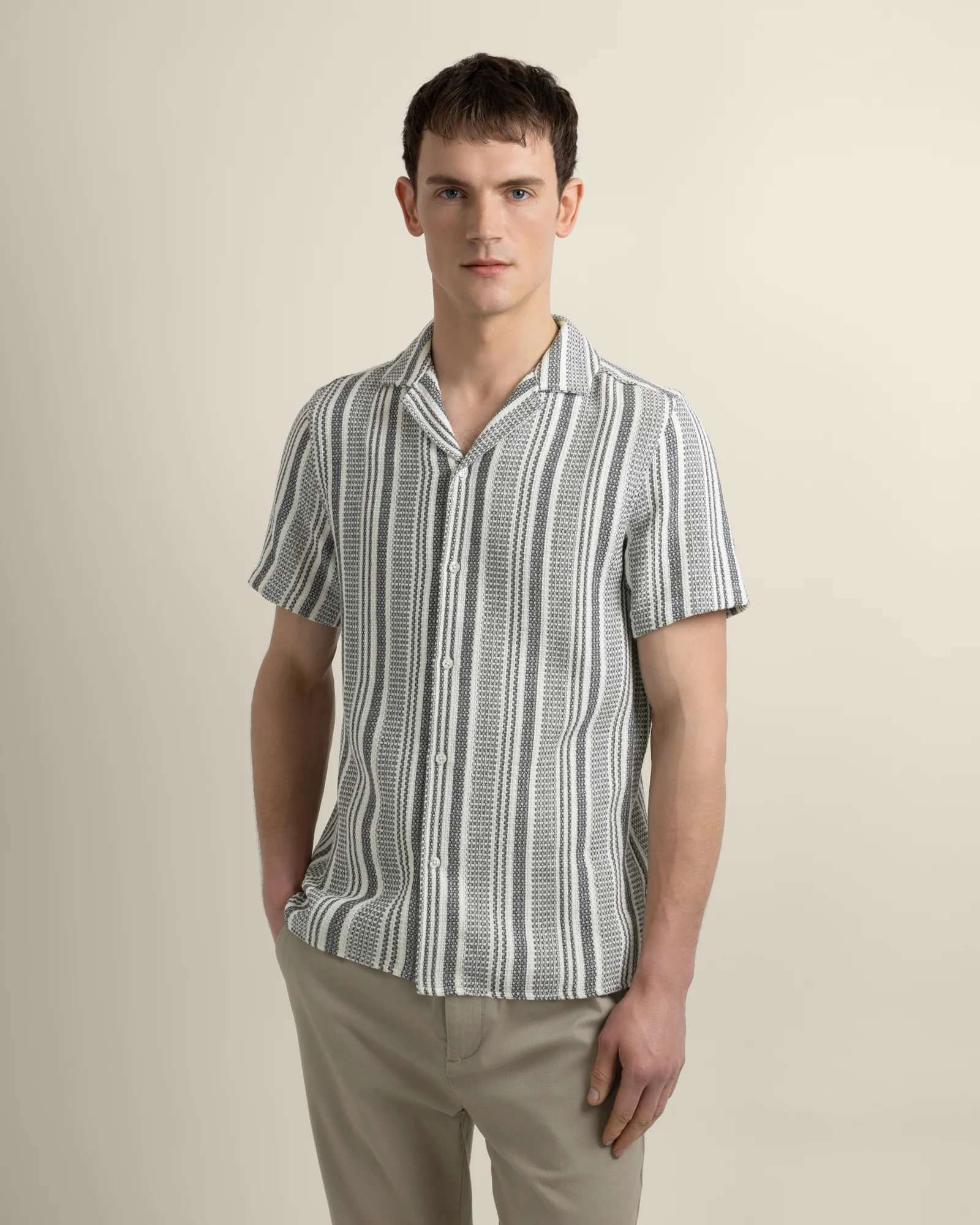 Olsen - Waffle Stripe Short Sleeve Shirt - Image 3