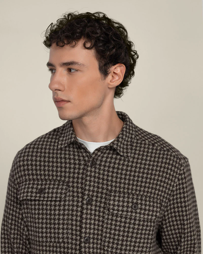 Ommel - Houndstooth Jersey Casual Overshirt - Image 12