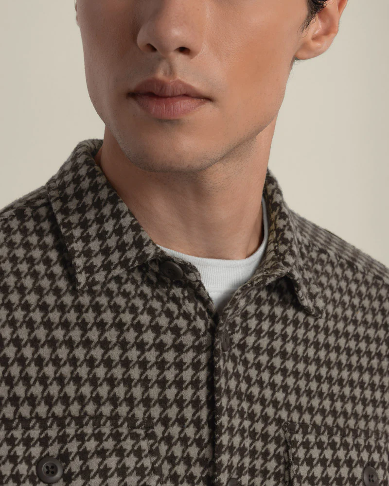 Ommel - Houndstooth Jersey Casual Overshirt - Image 14