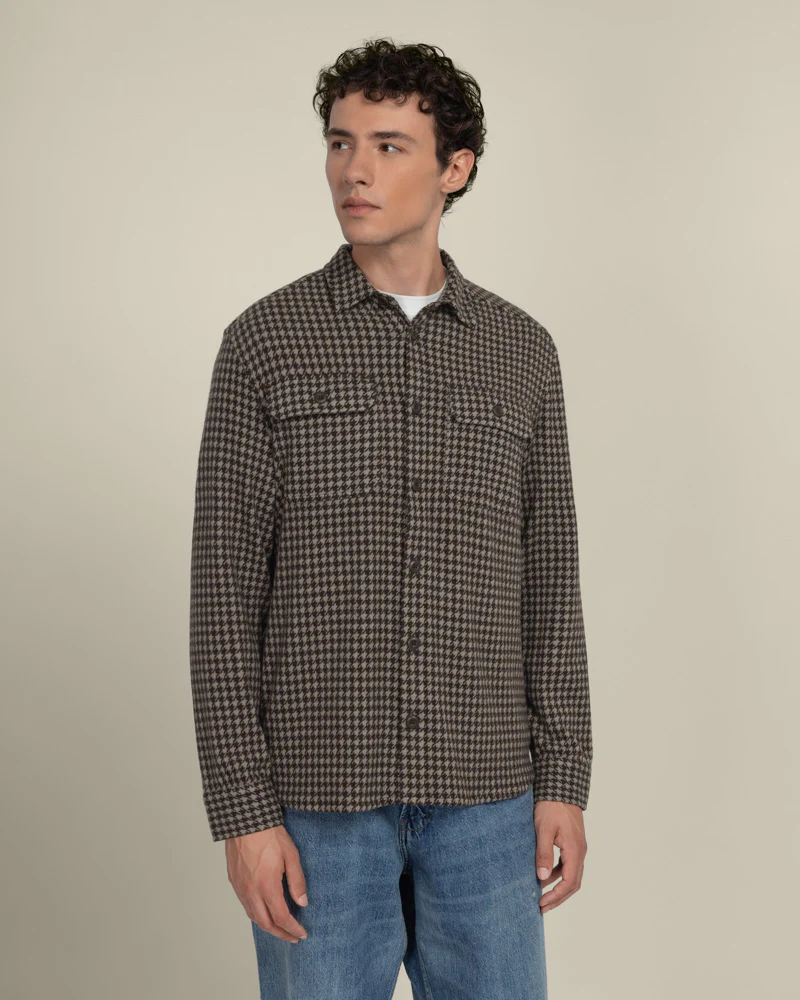 Ommel - Houndstooth Jersey Casual Overshirt - Image 16