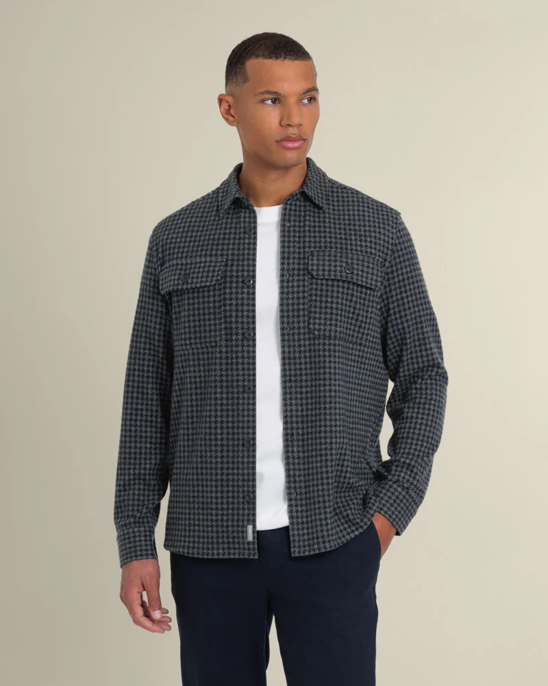 Ommel - Houndstooth Jersey Casual Overshirt - Image 2