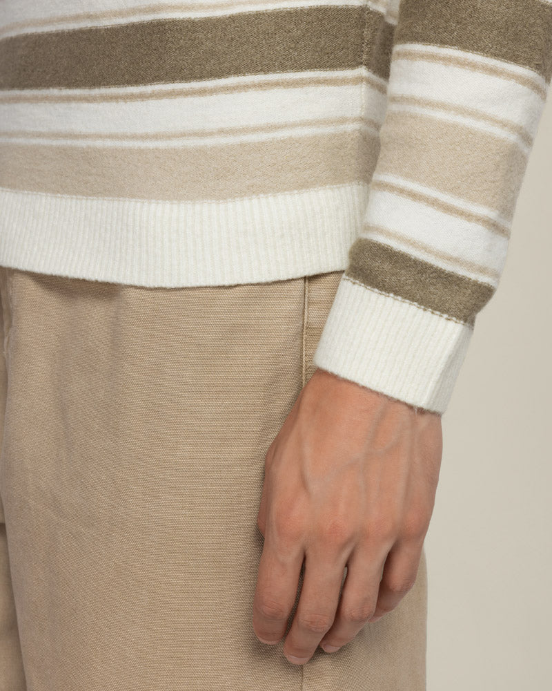 Osterby - Stripe Knitted Long Sleeve Polo Shirt - Image 13