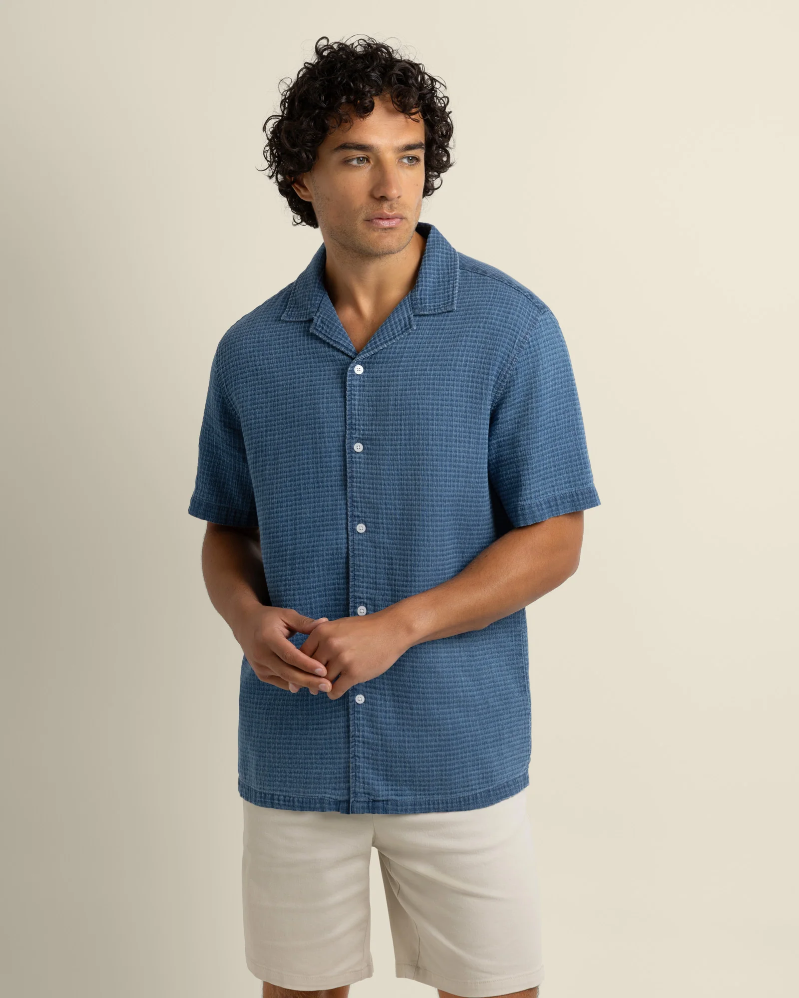 Soren - Grid Denim Short Sleeve Shirt