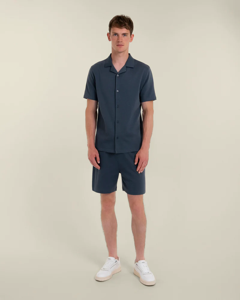 Sven – Soft-Touch Jersey Short Sleeve Shirt & Short Set Light Navy - Image 7